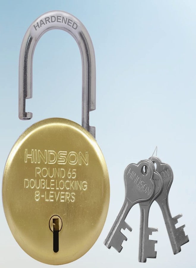 Hindson India 65mm Gold Finish Steel Padlock - Double Locking, 8 Lever, Includes 3 Keys - High-Security Padlock for Gates, Doors, Shutters, Home - Image 4